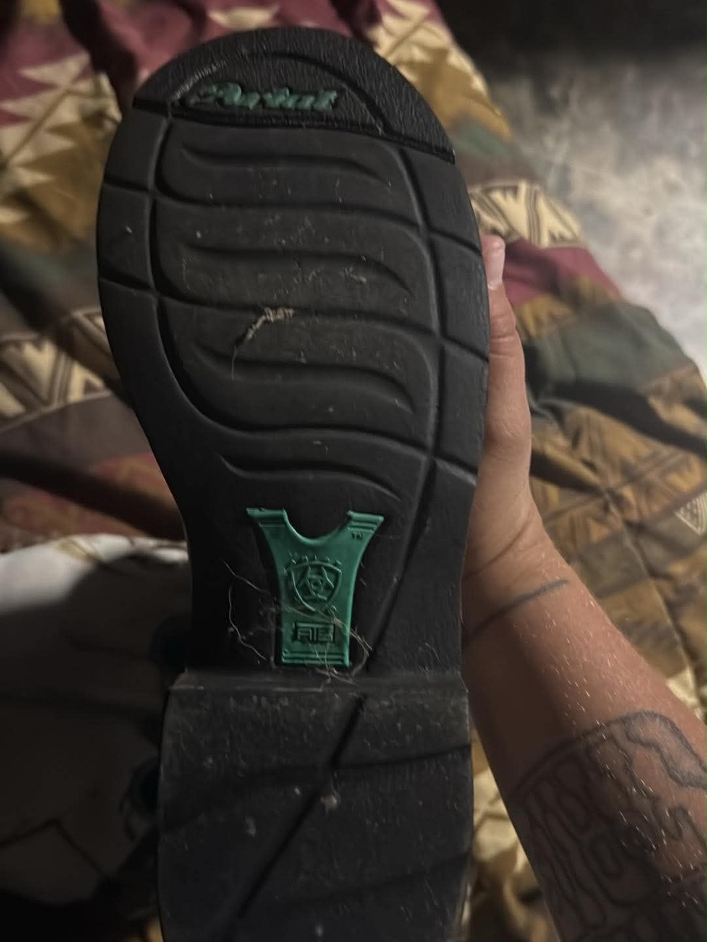 Ariat Black Boots with Green Logo Accents